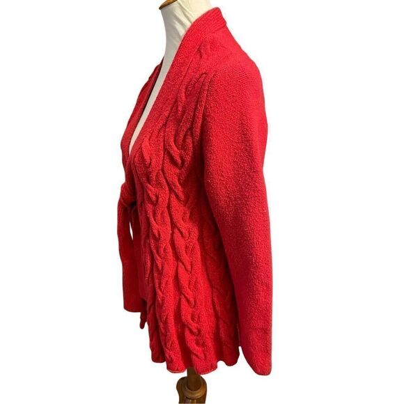 Inc International Concepts Red Cable Knit Cardigan with Tie at Chest Size X-Larg - Picture 7 of 11